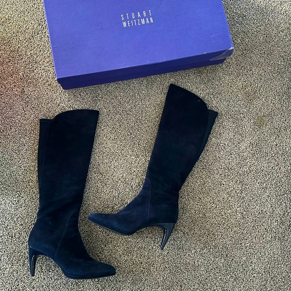 Stuart Weitzman Parkway Navy Suede Boots